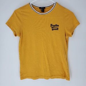 🍒Forever21 feelin good mustard yellow tshirt vsco